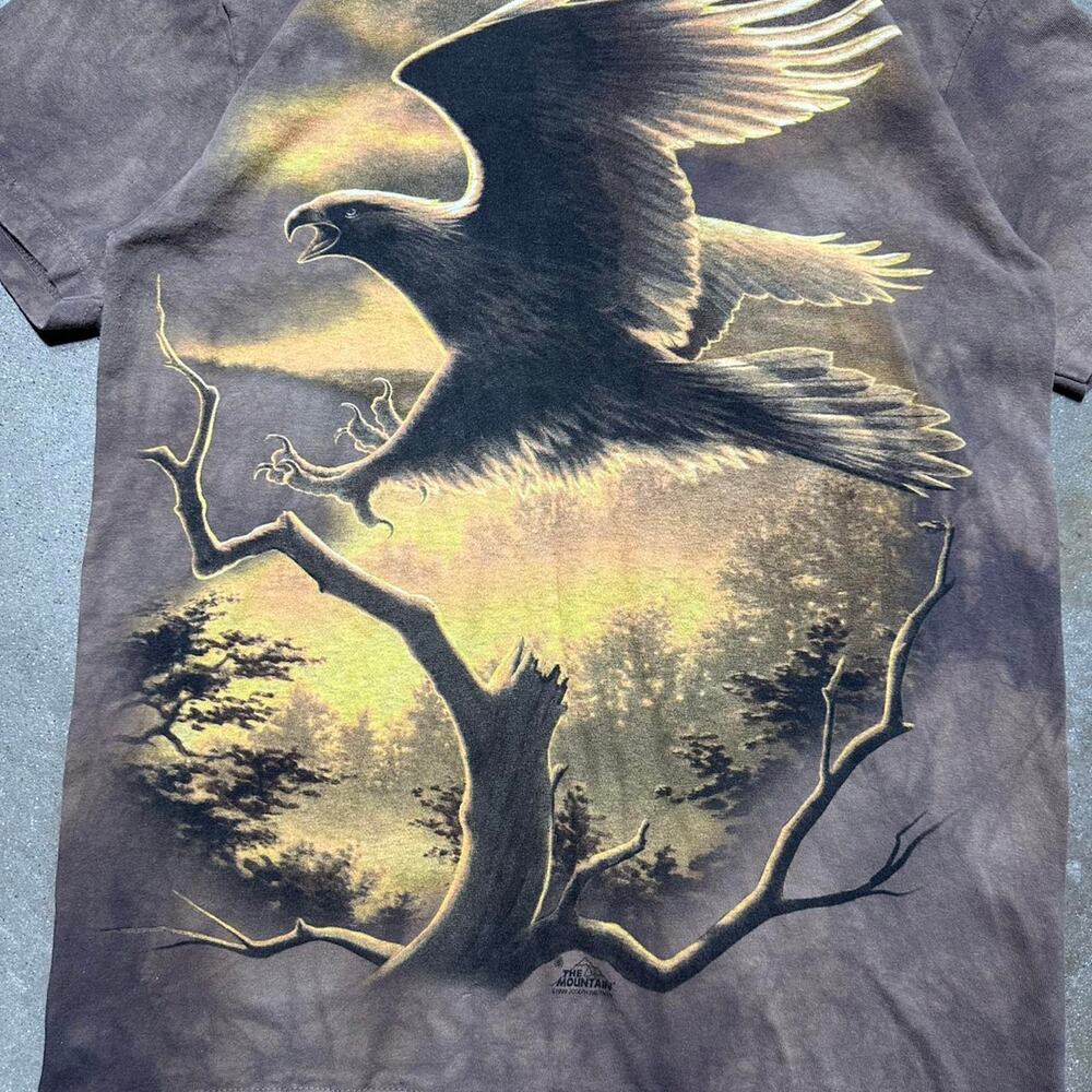 The Mountain Eagle Tie Dye Tee Mens Medium Brown Tan Nature Animal Print Shirt - Picture 2 of 5